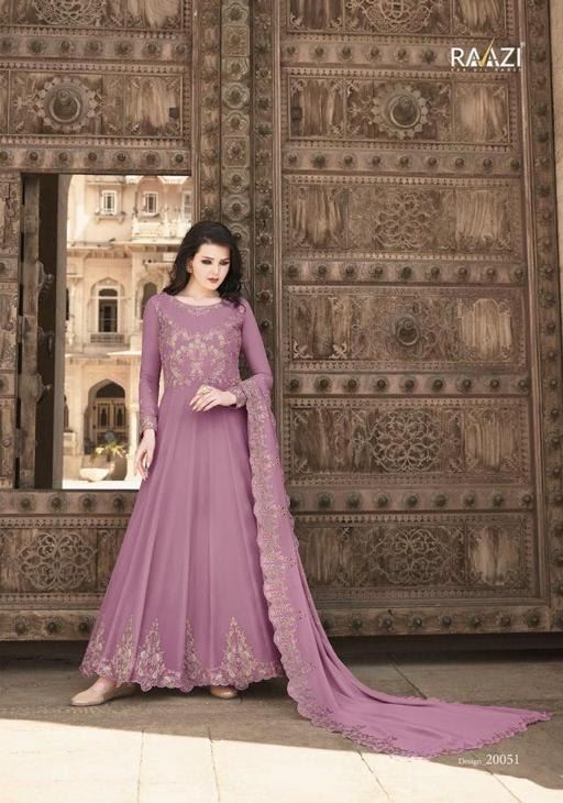 Beautiful Purple Salwaar Kameez in Soft Net for Fe