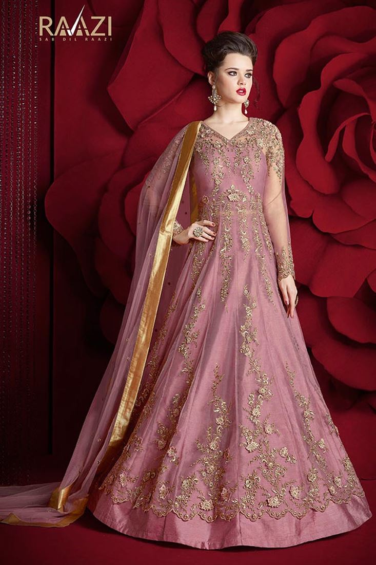 Designer Fancy Net Pink Color Sawar Kameez