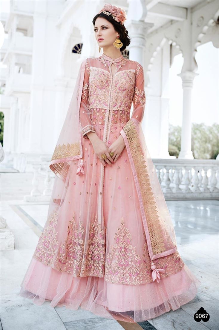 Designer Pink Color Net Festive Wear Salwar Suit