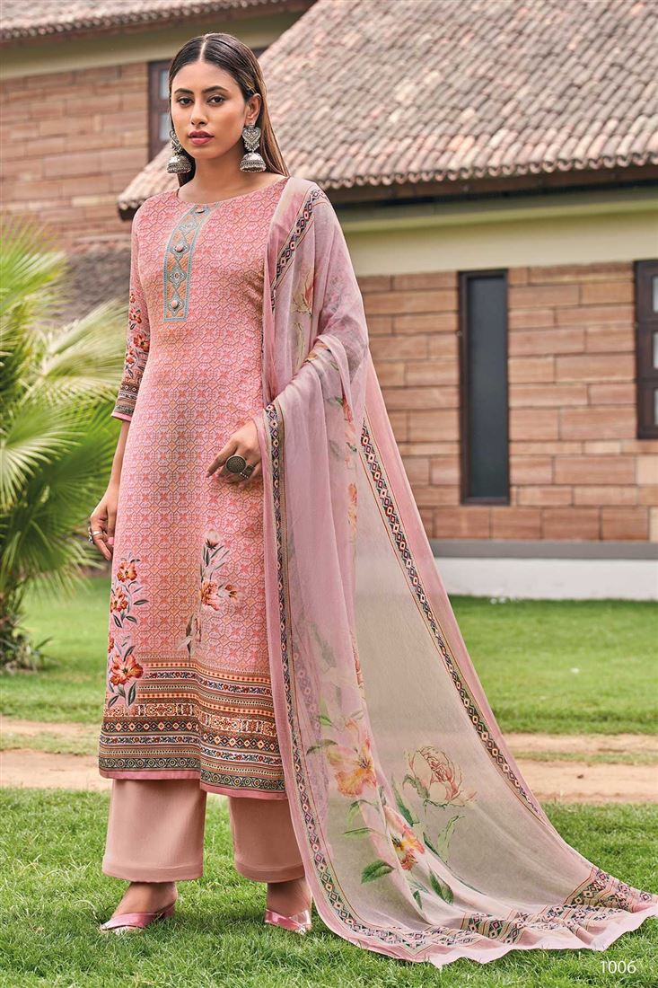 Girlish Pink Satin Salwaar Kameez with Digital Pri