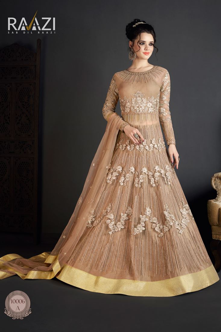 Occasion Wear Brown Color Designer Net Salwar Suit