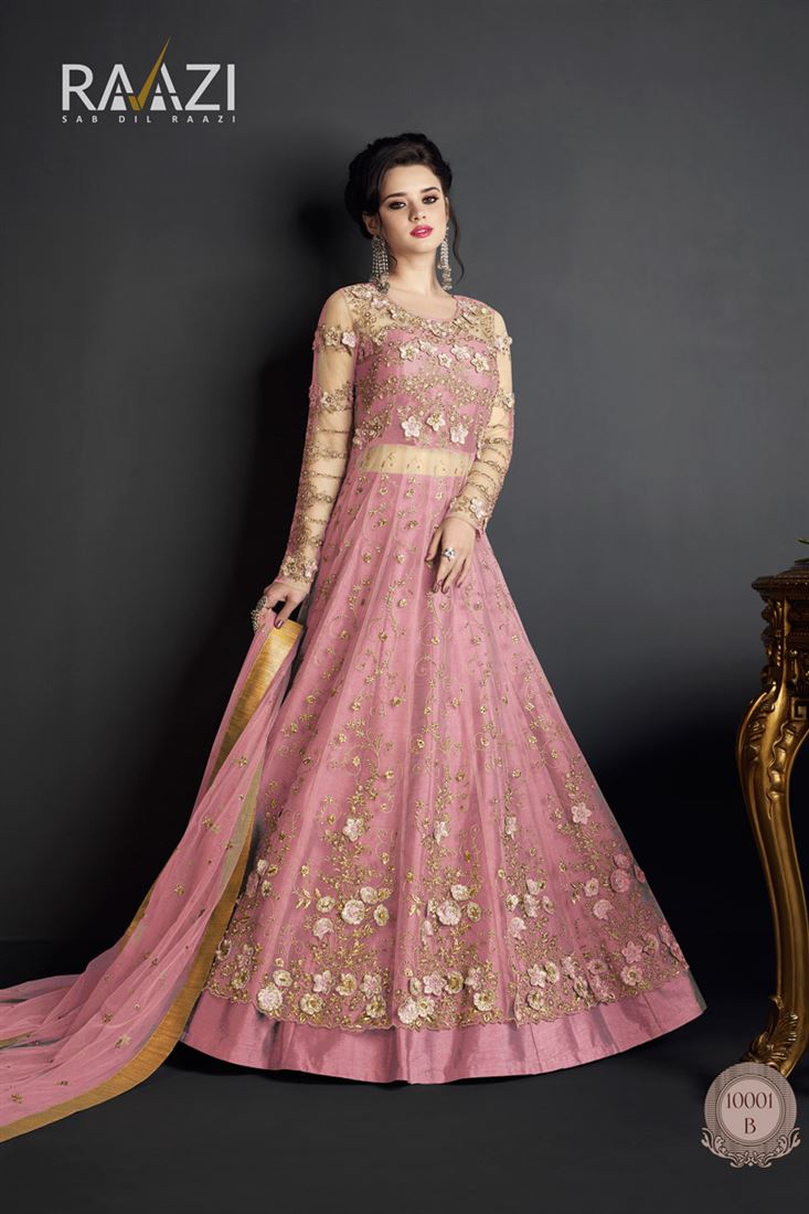 Occasion Wear Pink Color Designer Net Salwar Suit