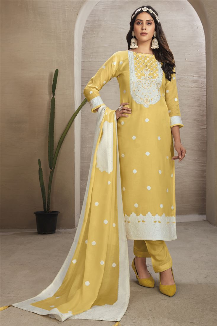 Amazing Mustard Colour Organic Fabric Suit