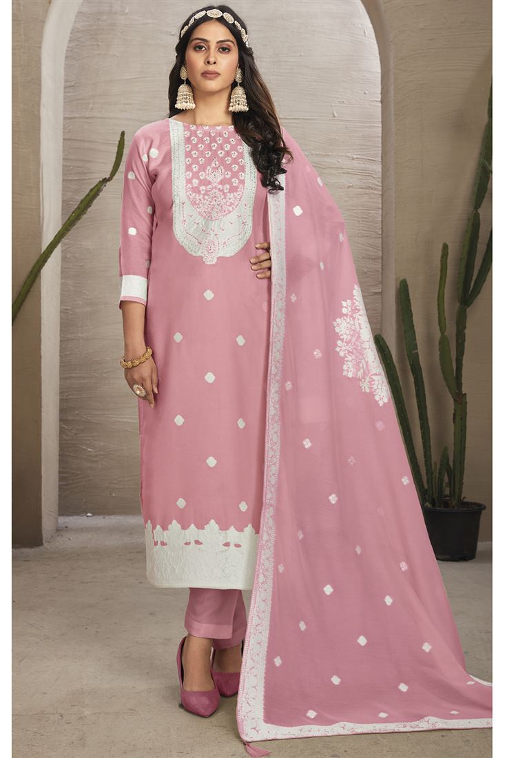 Amazing Pink Colour Organic Fabric Suit