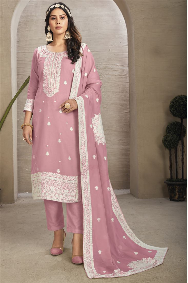 Amazing Pink Colour Organic Fabric Suit