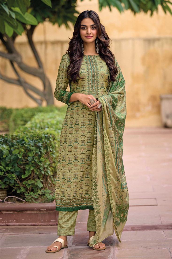 Amazing Tusser Silk Salwaar Kameez with Digital Pr