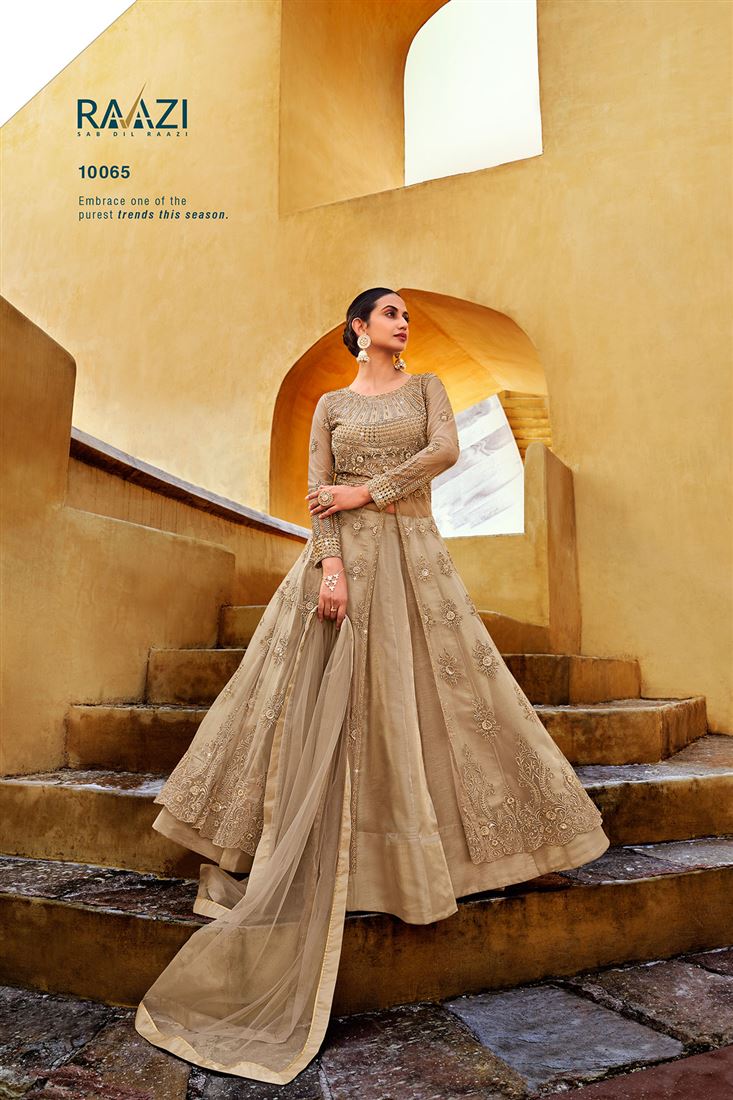 Beautiful Wear Beige Colour Dress on Soft Net for 