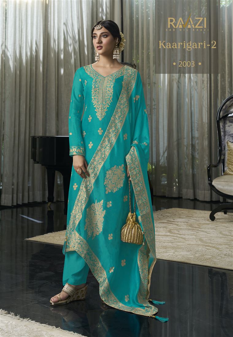 Blue Colour Ethnic Zari Work Adorable Dress