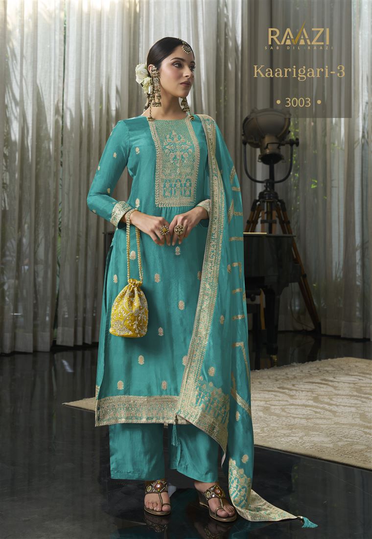 Blue Colour Ethnic Zari Work Adorable Dress