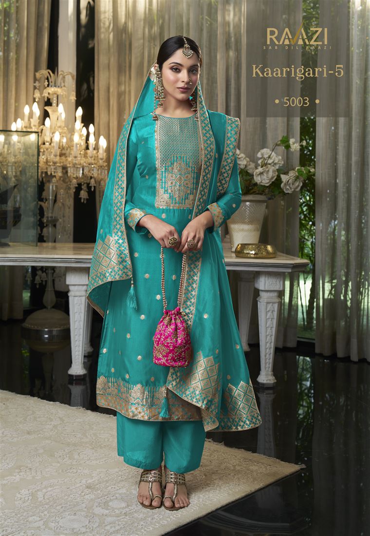 Blue Colour Ethnic Zari Work Adorable Dress