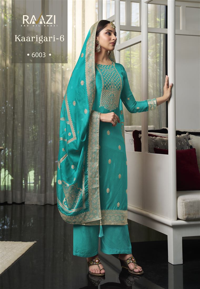 Blue Colour Ethnic Zari Work Adorable Dress