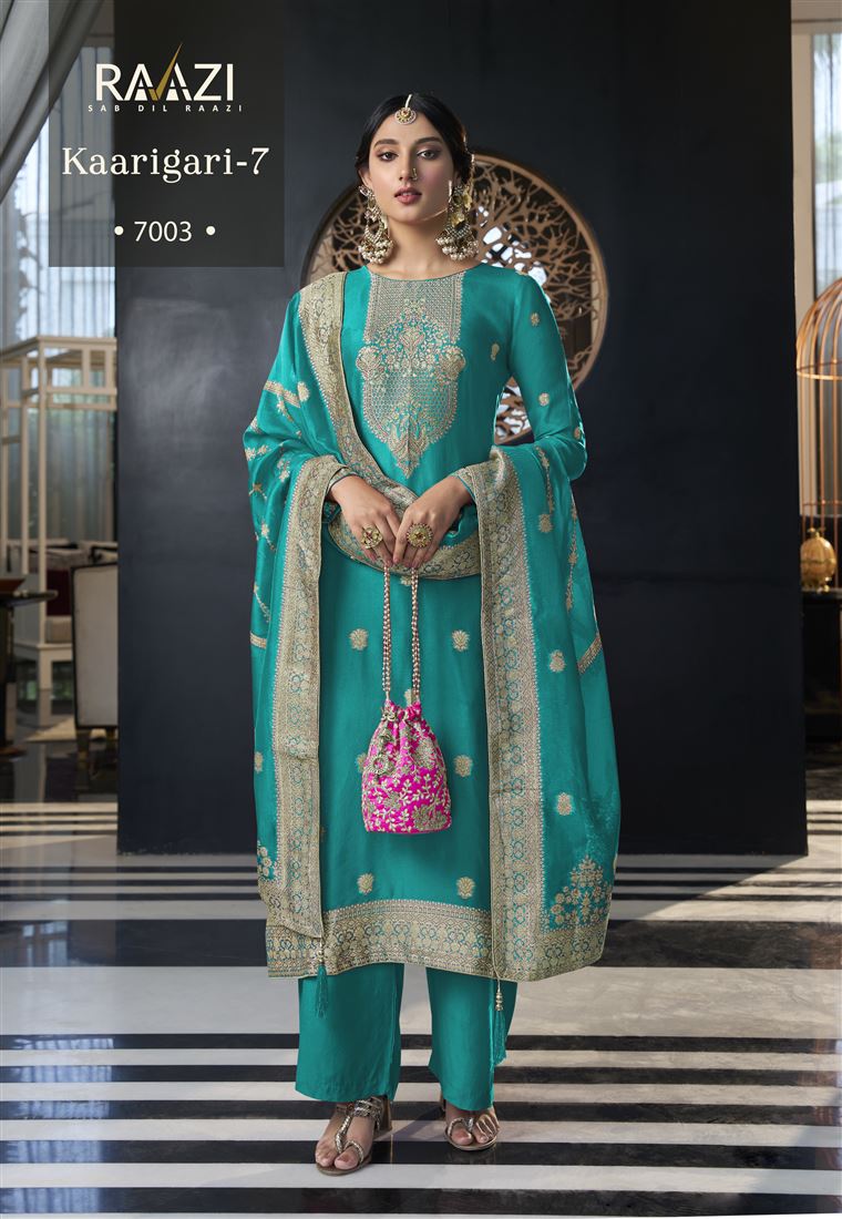 Blue Colour Ethnic Zari Work Adorable Dress