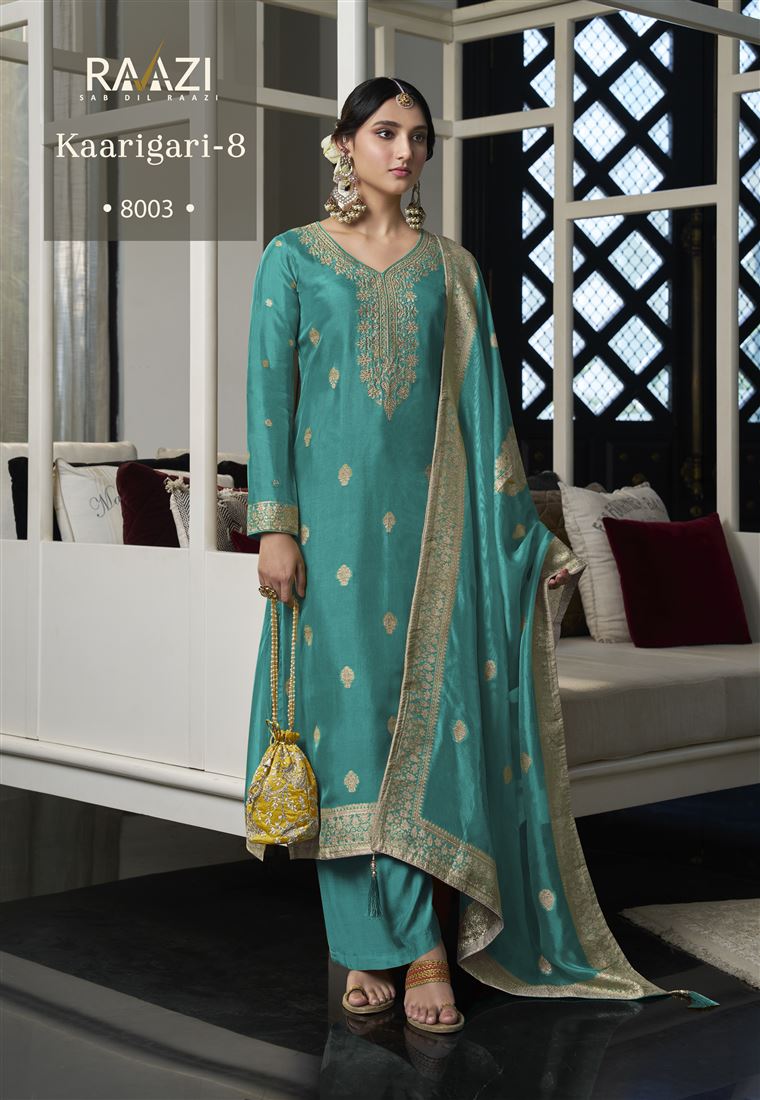 Blue Colour Ethnic Zari Work Adorable Dress