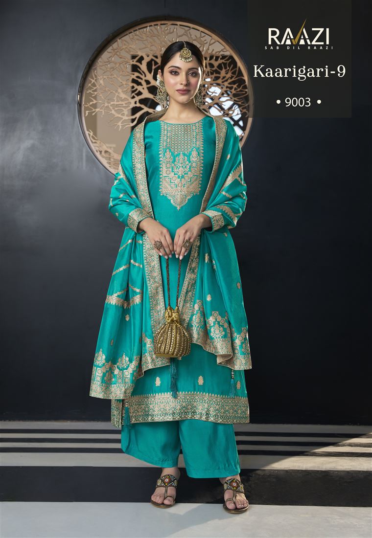 Blue Colour Ethnic Zari Work Adorable Dress