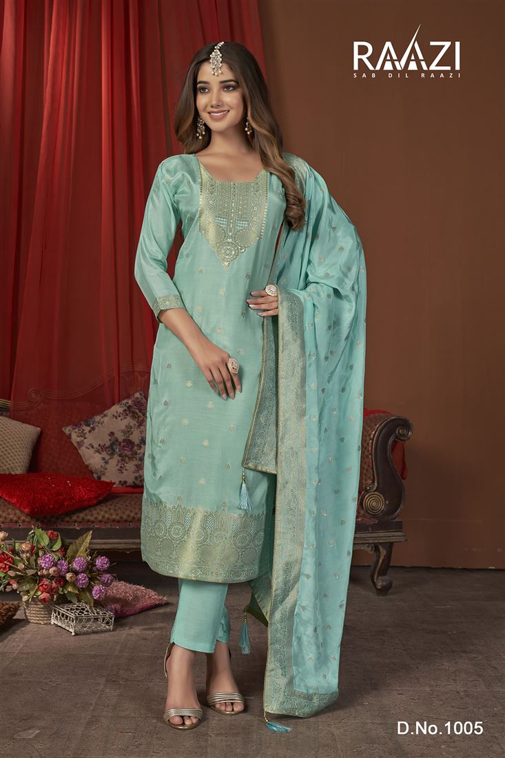 Blue Musleen Jacquard Festival Collection Salwaar 