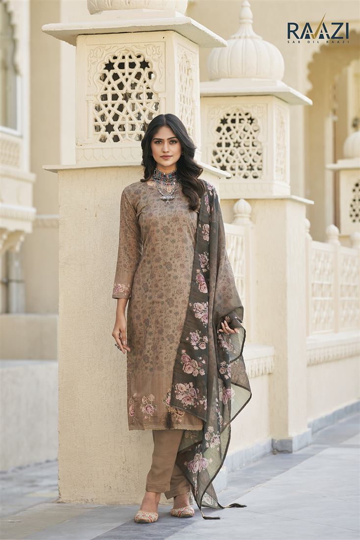 Brown Colour Cotton Traditional Partywear Suit