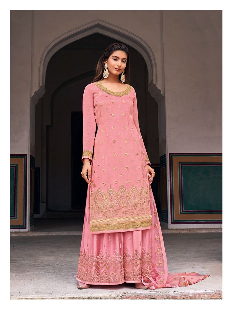 Elegant Pink Heavy Embroidered Dress