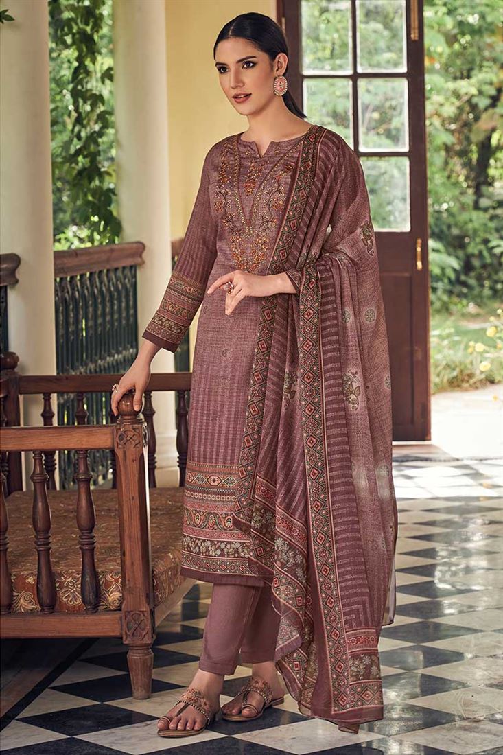 Ethnic Brown Colour Jam Dress With Digital Print