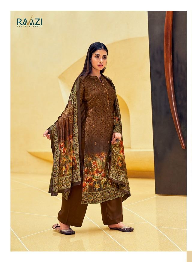 Ethnic Brown Colour Smart Digital Print Partywear 