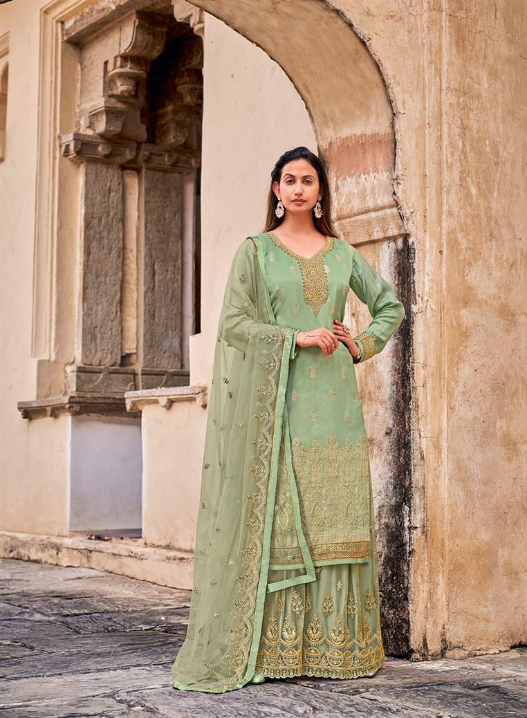 Ethnic Fennel Green Party Dress