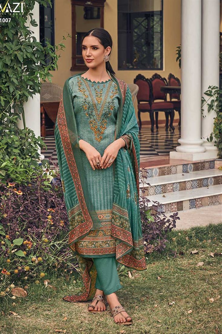 Ethnic Rama Colour Jam Dress With Digital Print