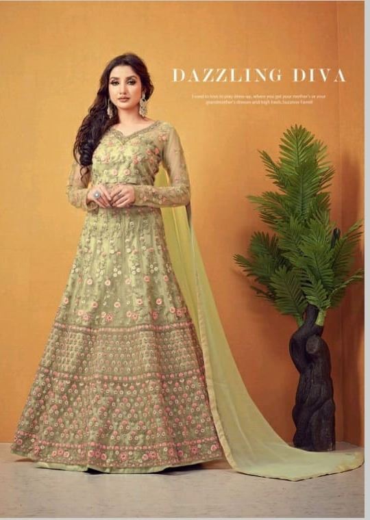 Ethnic Wear Dress In Classy Green Colour