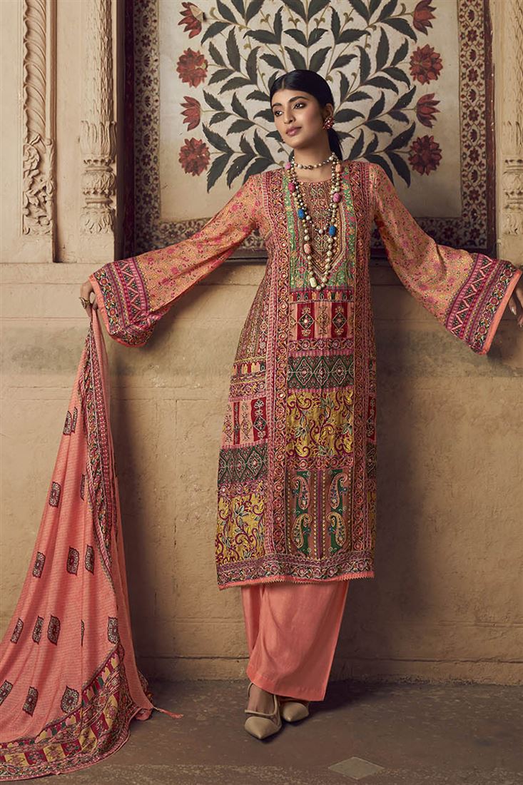 Gajari Faux georgette Printed Islamic Sharara Suit with Dupatta - SS0836