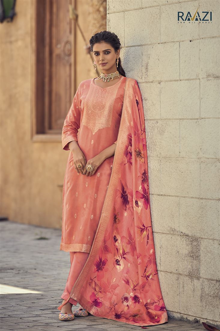 Gajri Colour Musleen Silk Ethnic Salwaar Kameez