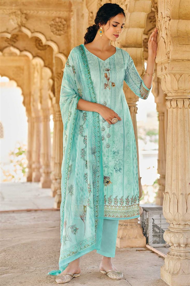 Girlish Sea Green Salwaar Suit for Summers