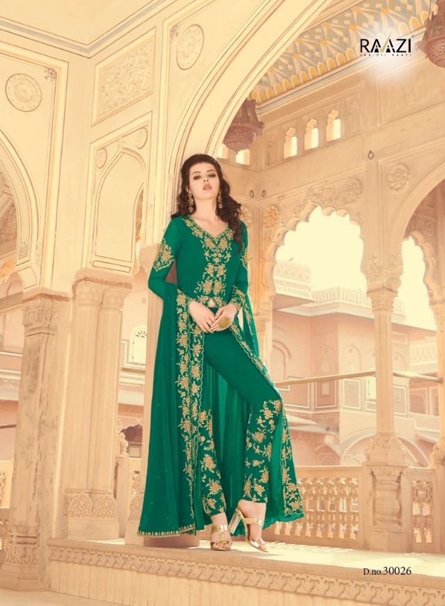 Glaceful Designer Green Colour Heavy Embroidered S