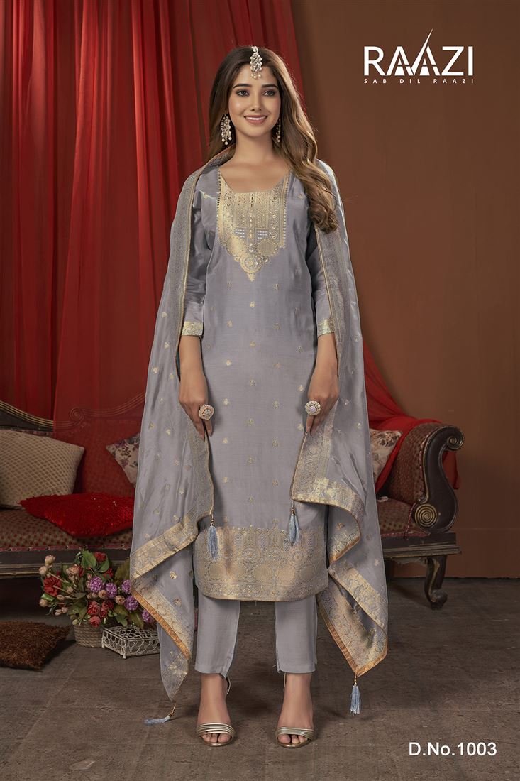 Grey Musleen Jacquard Festival Collection Salwaar 