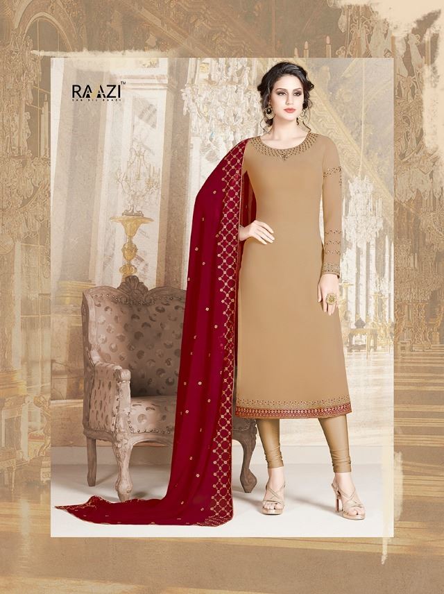 Heavy Ethnic Salwaar Kameez in Beige, Maroon Colou