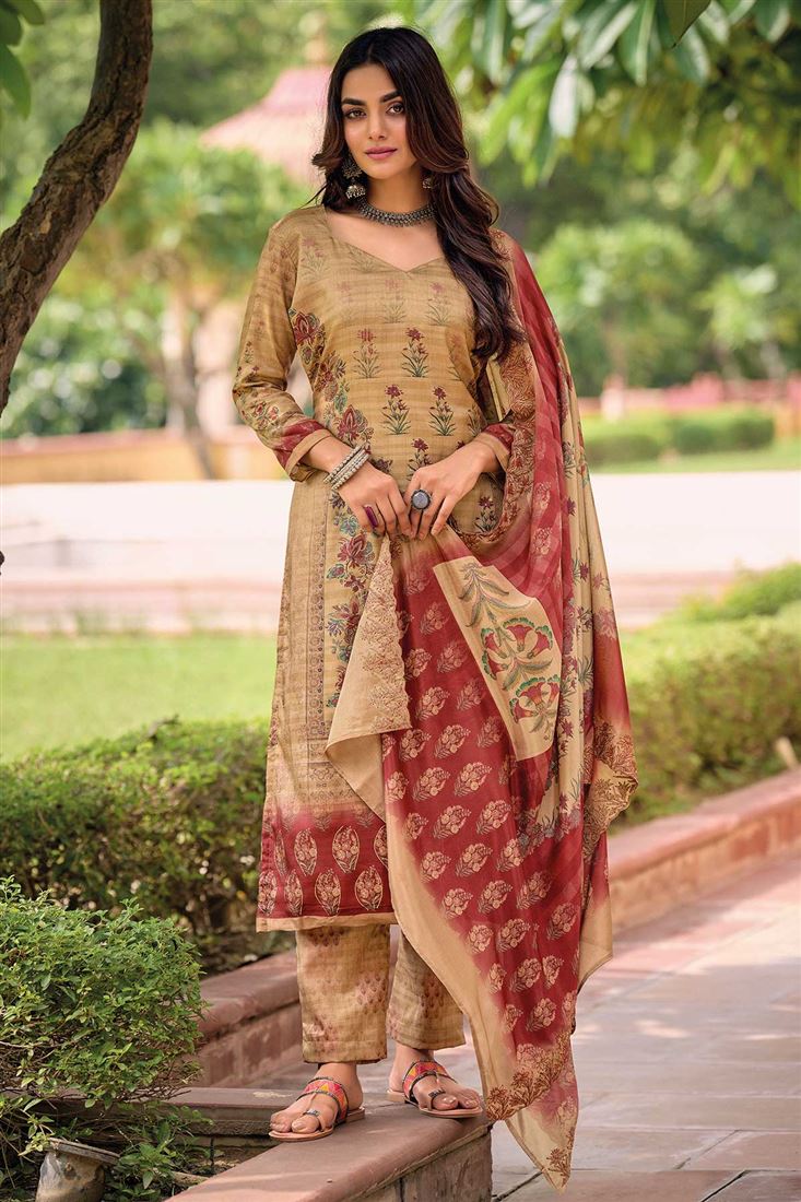 Maroon Tusser Silk Indian Attire for Trendy Girls