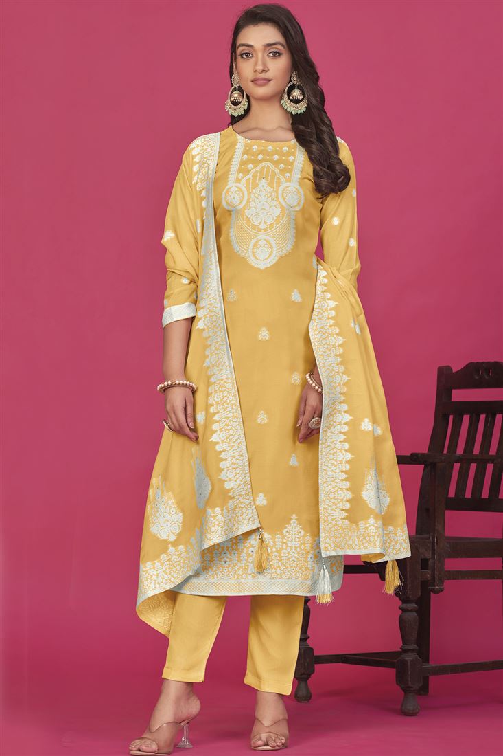 Mustard Colour Ethnic Organic Fabric Dress