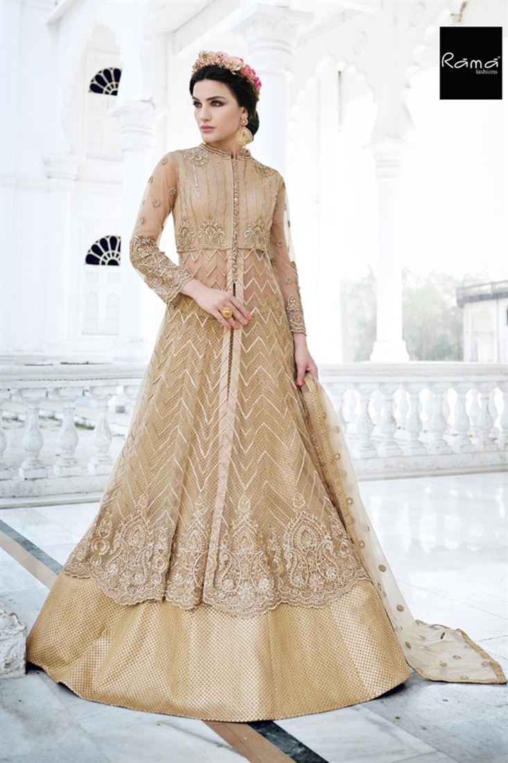 Occasion Wear Beige Color Designer Net Salwar Suit