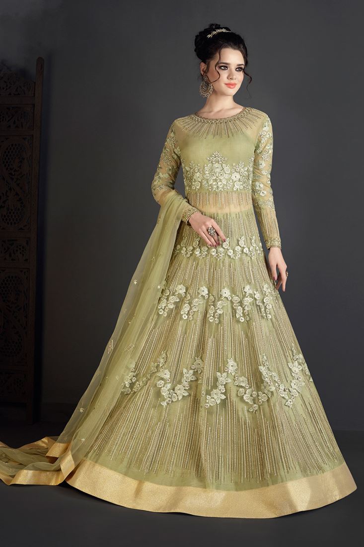 Occasion Wear Green Color Designer Net Salwar Suit