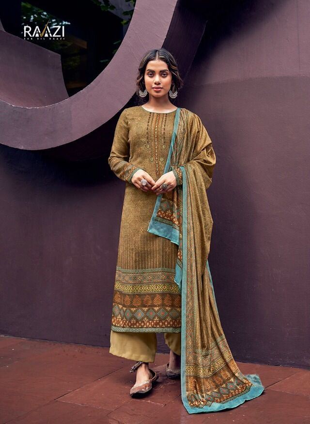 Pashmina Dress With Digital Print And Elegant Embr