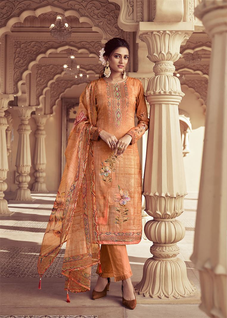 Peach Colour Ethnic Dress with Digital Print