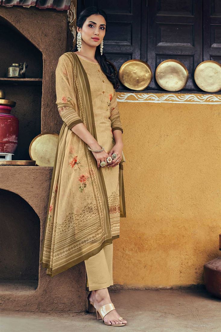 Peach Colour Salwaar Kameez with Digital Print and