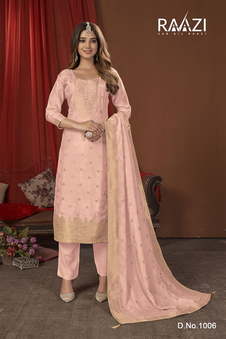 Peach Musleen Jacquard Festival Collection Salwaar