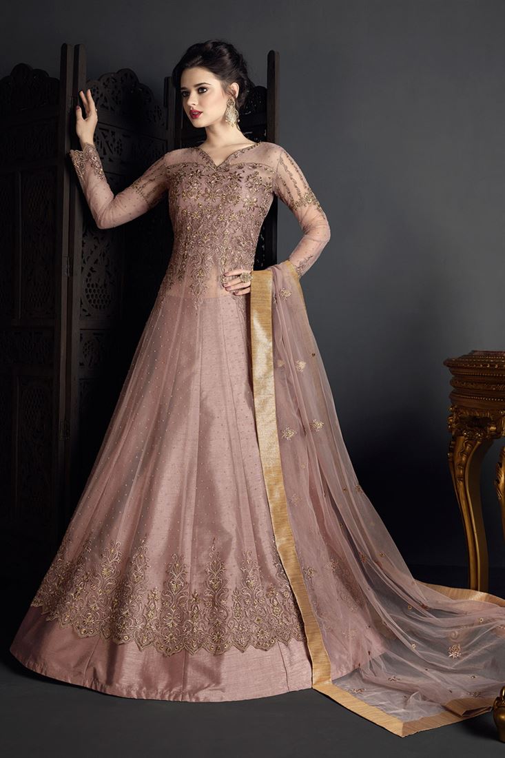 Pink Color Net Fabric Party Wear Salwar Kameez