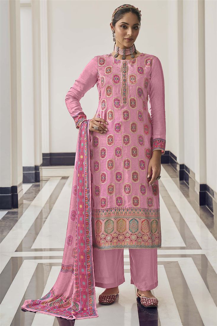 Stylish Full Stitched Pink Color Patiyala Suit – Cygnus Fashion