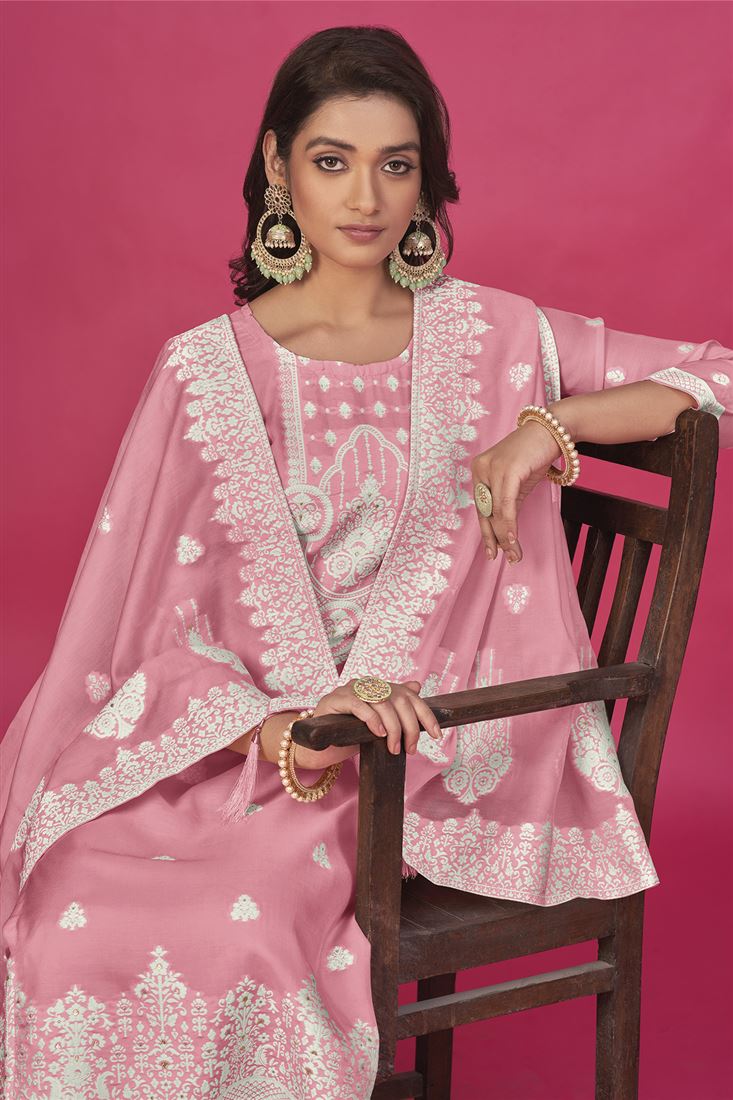Pink Colour Ethnic Organic Fabric Dress