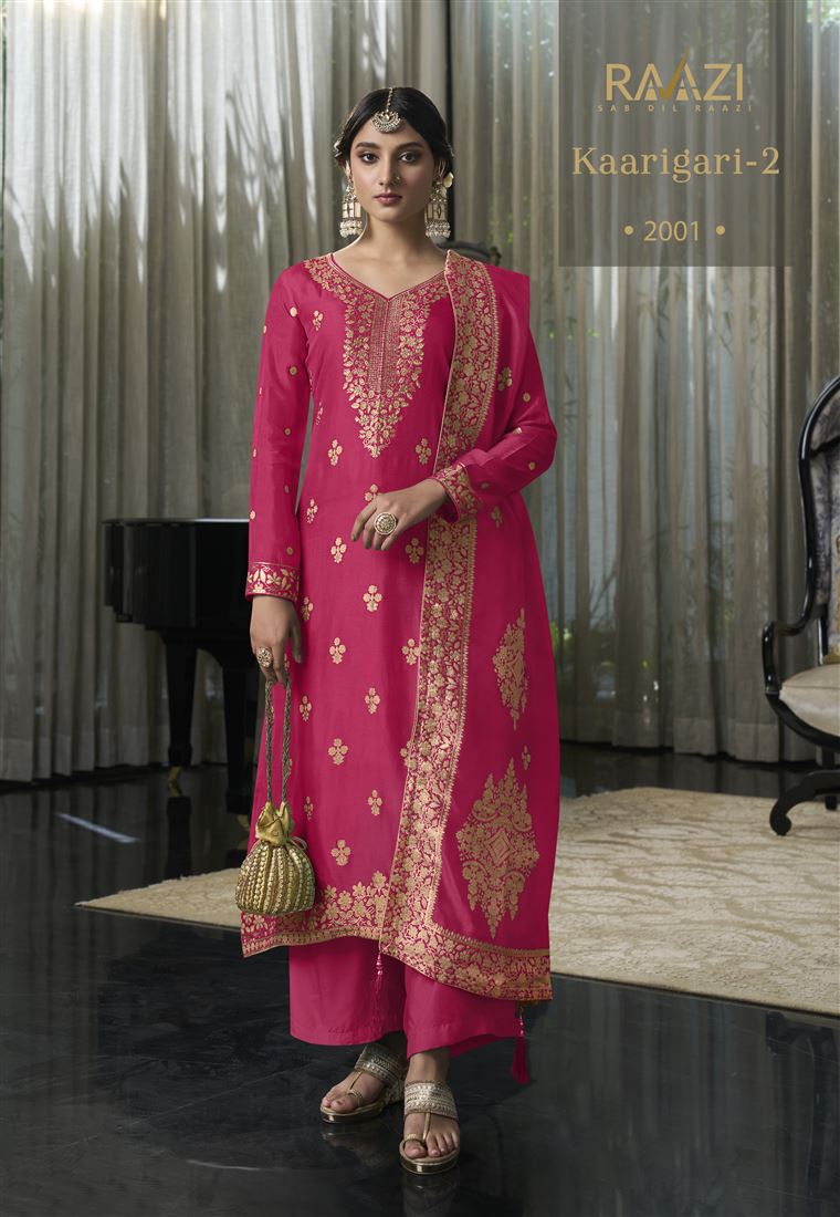 Pink Colour Ethnic Zari Work Adorable Dress