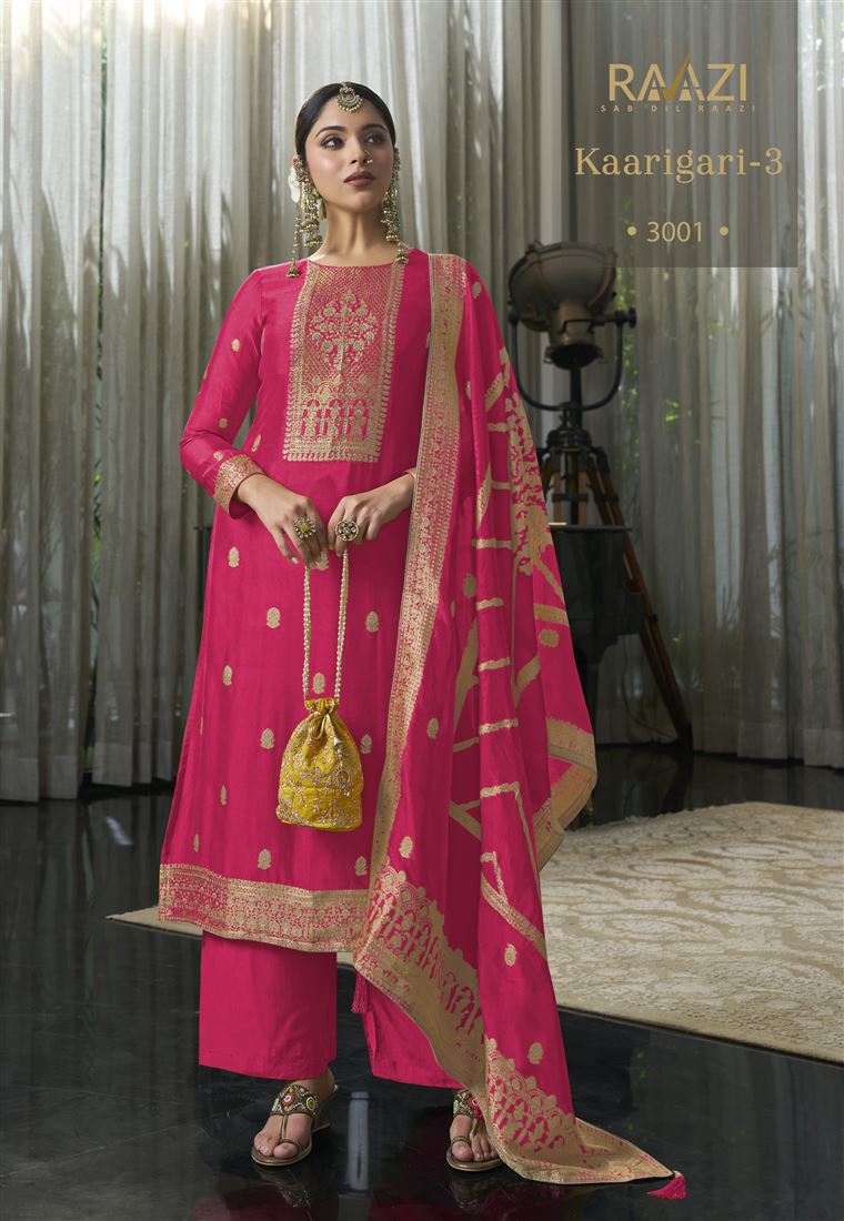 Pink Colour Ethnic Zari Work Adorable Dress