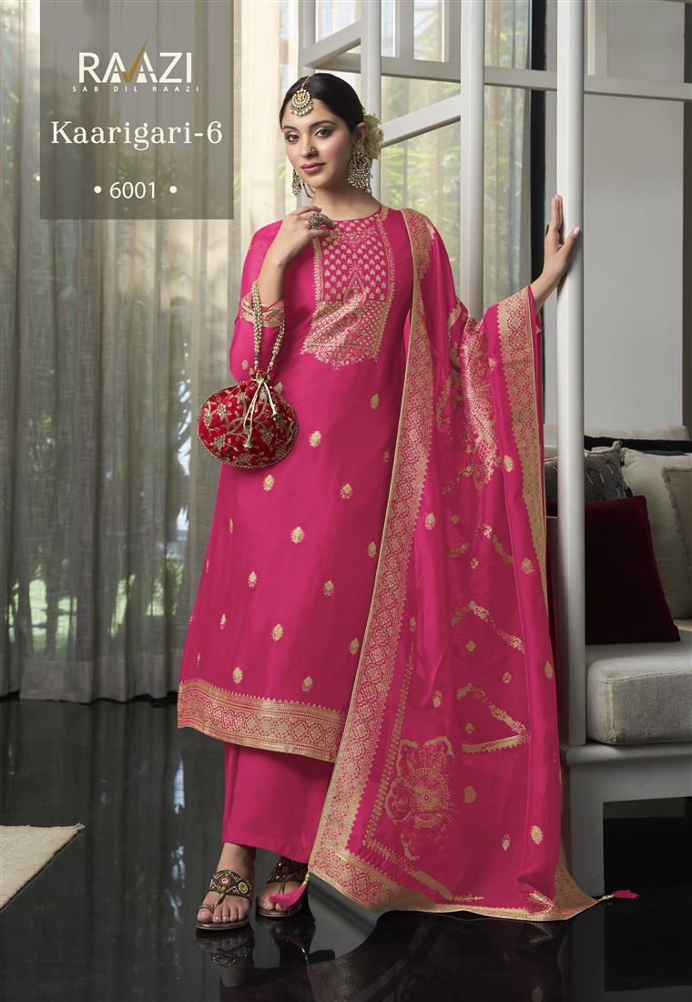 Pink Colour Ethnic Zari Work Adorable Dress