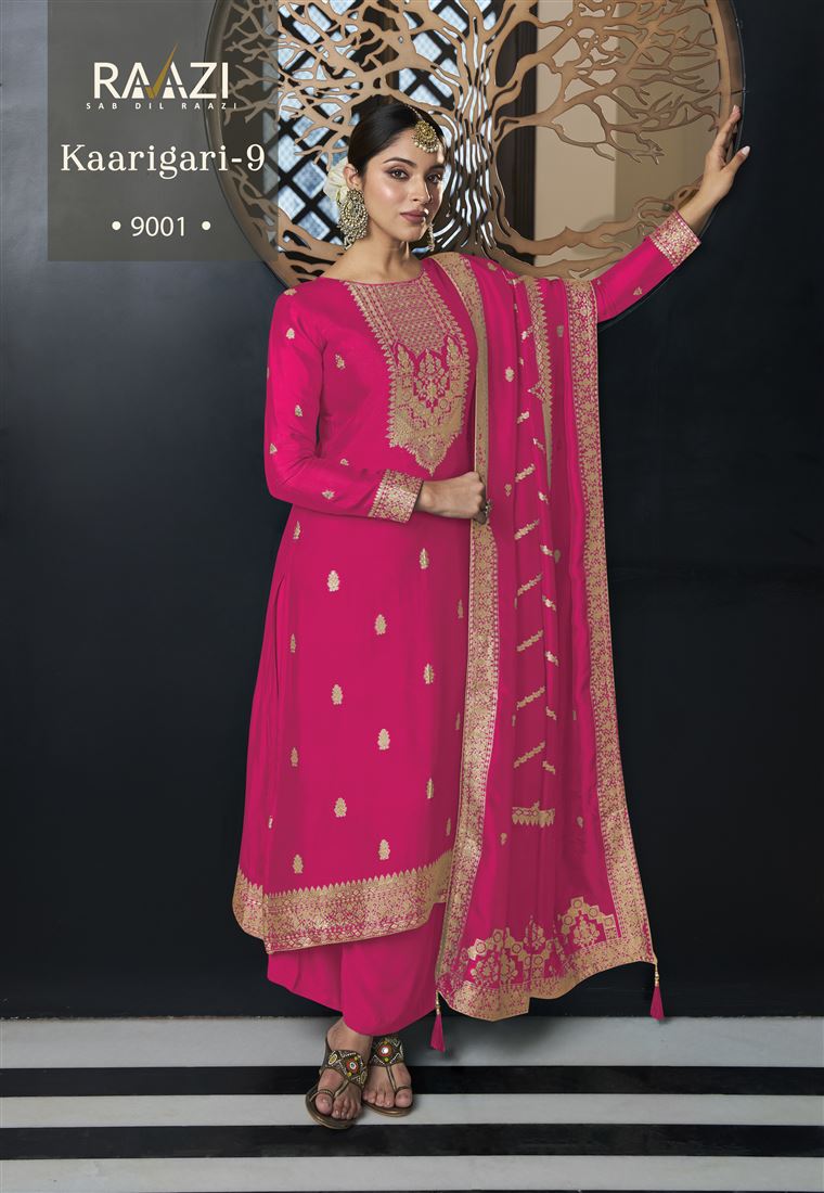 Pink Colour Ethnic Zari Work Adorable Dress