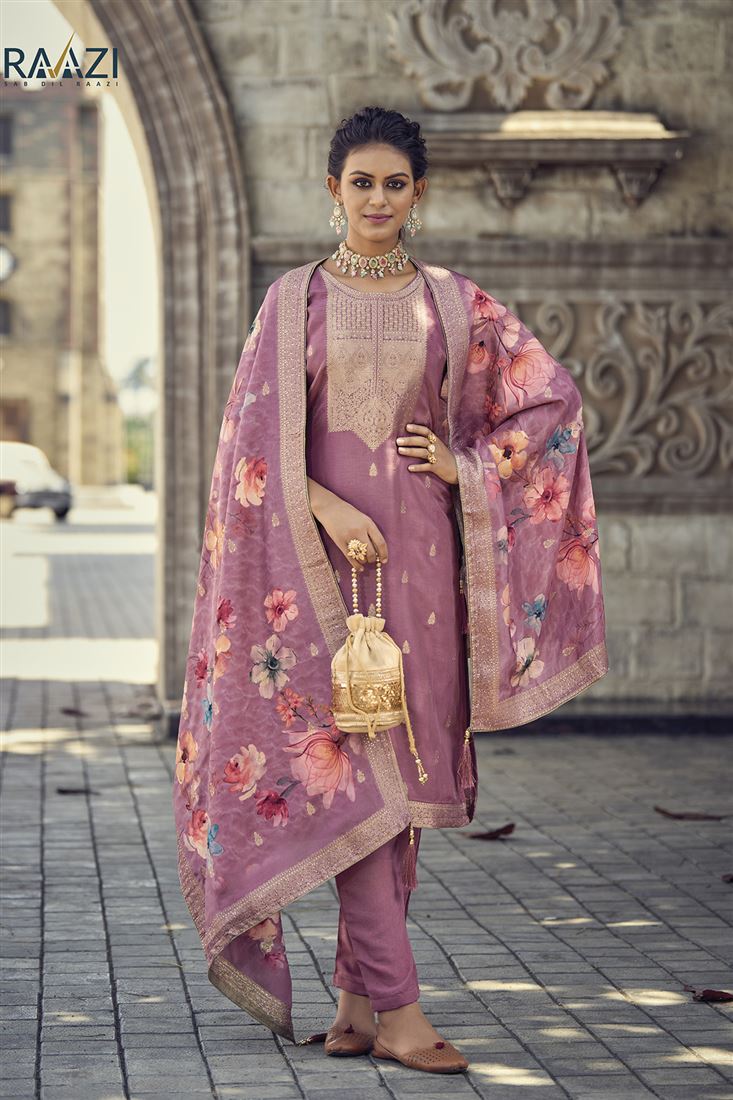 Pink Colour Musleen Silk Ethnic Salwaar Kameez