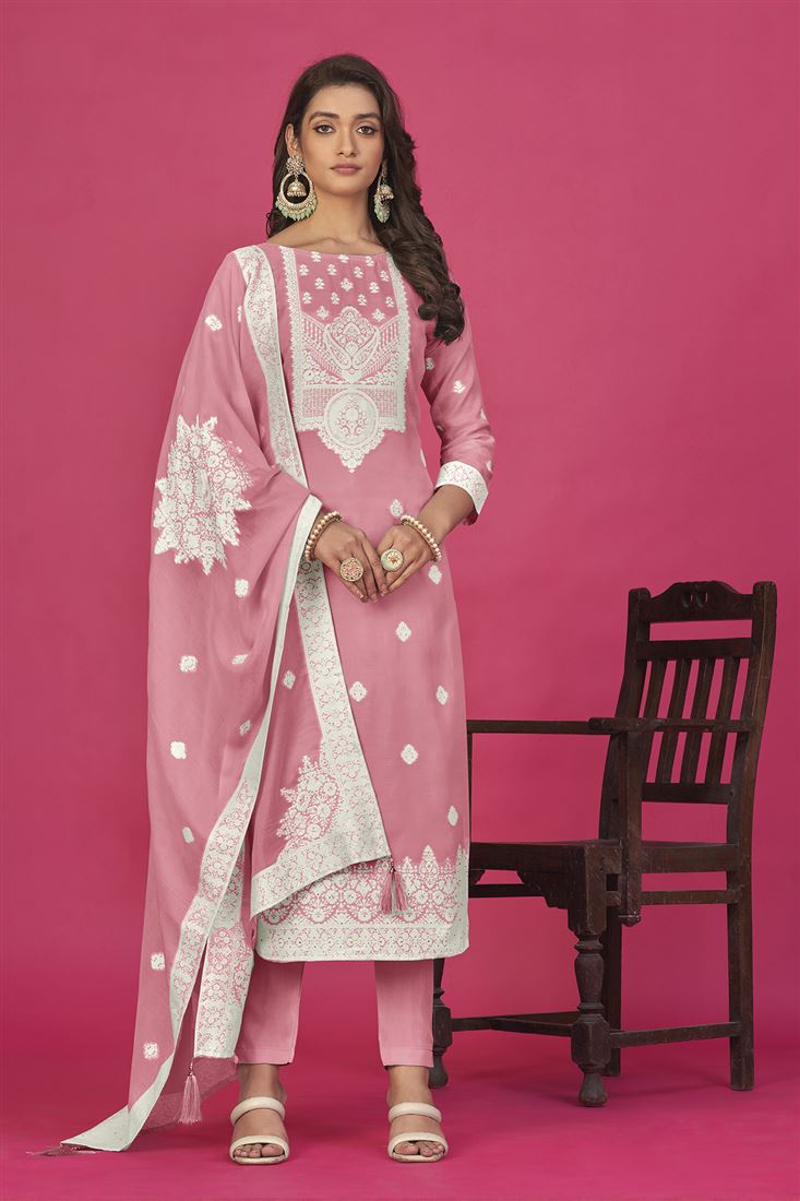 Pink Colour Partywear Ethnic Suit