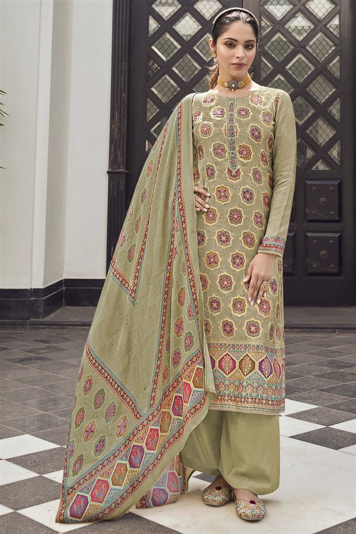 Pista Colour Beautiful Salwar Kameez For Girlish L